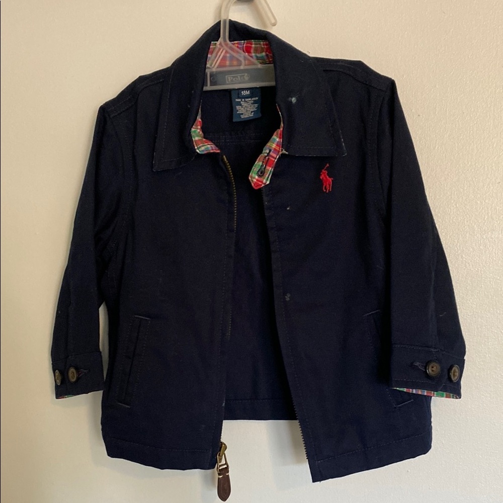 Navy Jacket with Red Logo